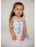 Blue Beaded Lace Tulle Flower Girl Dress